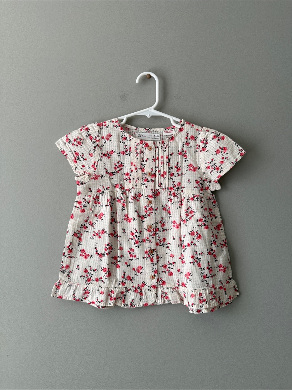 Zara 4-5 years White Dress with Pink Floral Print